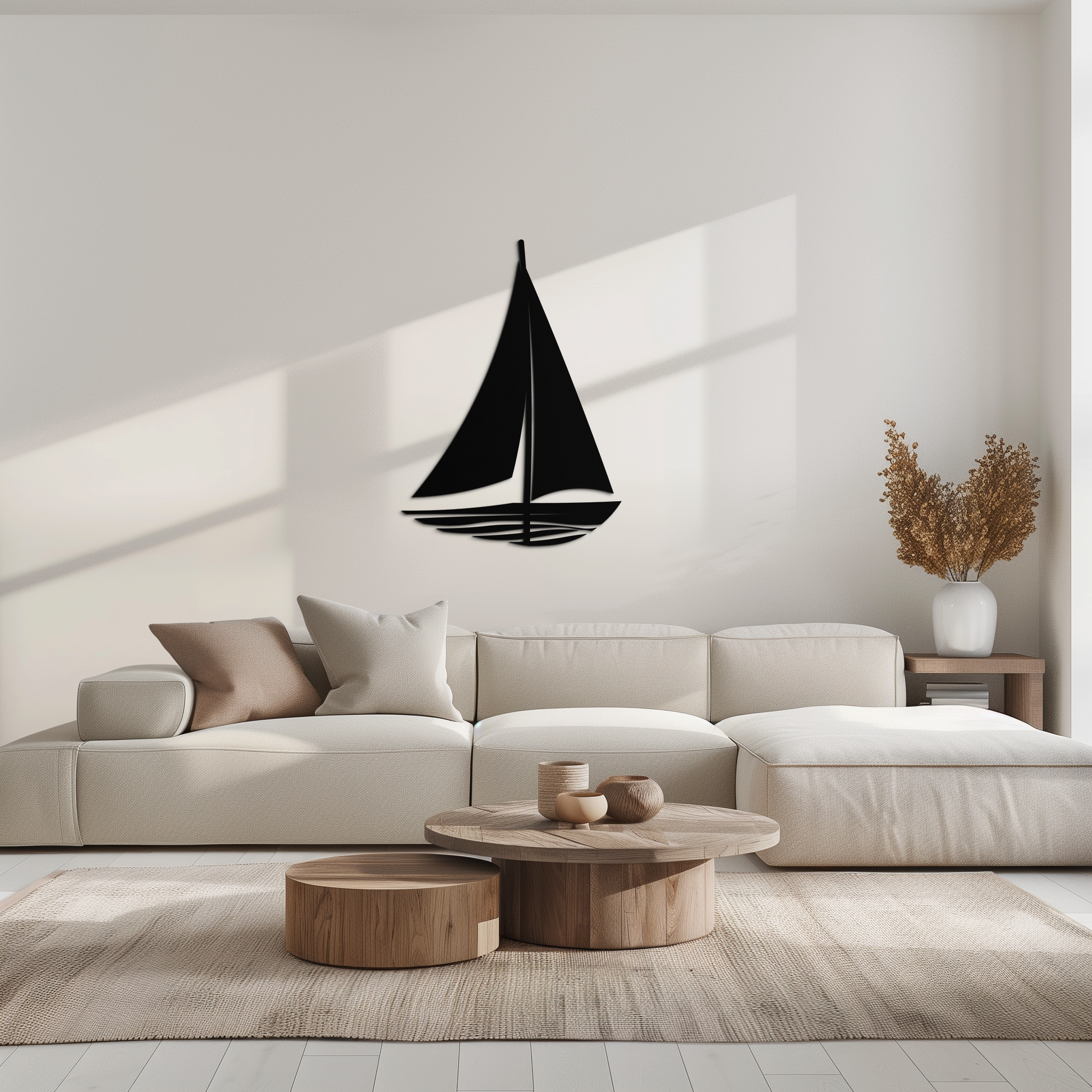 Nautical Sailboat Silhouette Metal Wall Art – Minimalist Ocean-Inspired Steel Decor- KAF326 - Tampa Home & Garden Store