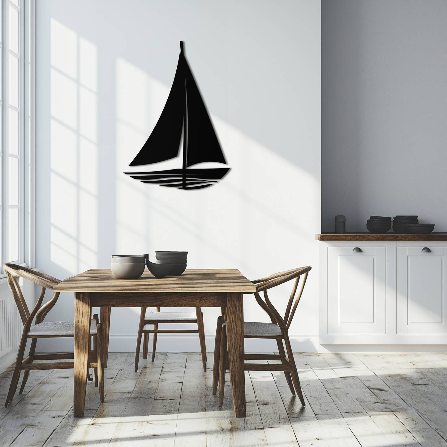 Nautical Sailboat Silhouette Metal Wall Art – Minimalist Ocean-Inspired Steel Decor- KAF326 - Tampa Home & Garden Store