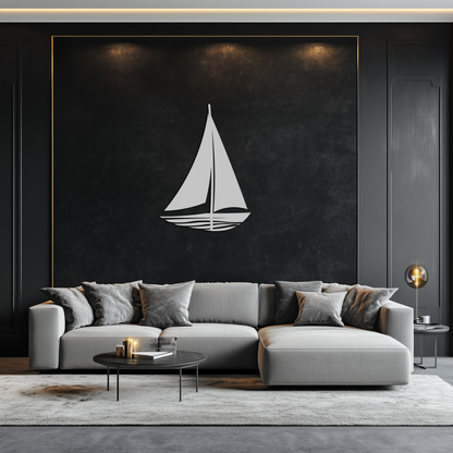 Nautical Sailboat Silhouette Metal Wall Art – Minimalist Ocean-Inspired Steel Decor- KAF326 - Tampa Home & Garden Store
