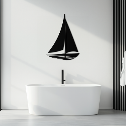 Nautical Sailboat Silhouette Metal Wall Art – Minimalist Ocean-Inspired Steel Decor- KAF326 - Tampa Home & Garden Store