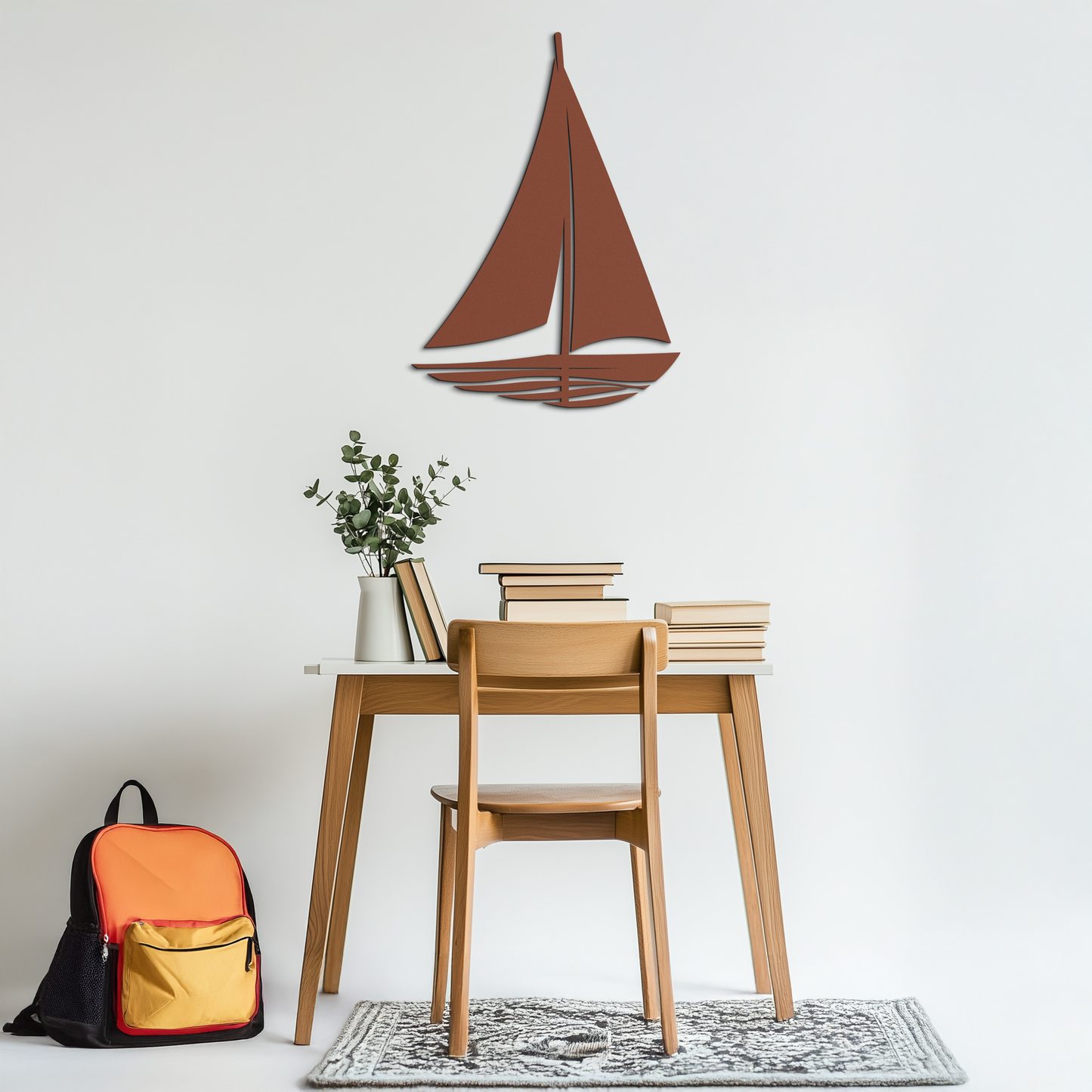 Nautical Sailboat Silhouette Metal Wall Art – Minimalist Ocean-Inspired Steel Decor- KAF326 - Tampa Home & Garden Store