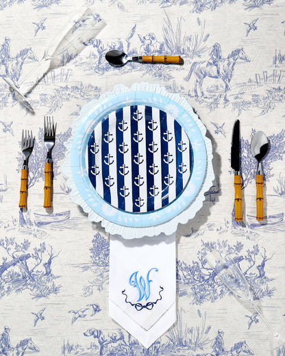 Navy Anchor Away Stripes Dessert Paper Plates - 8 Pack - Tampa Home & Garden Store