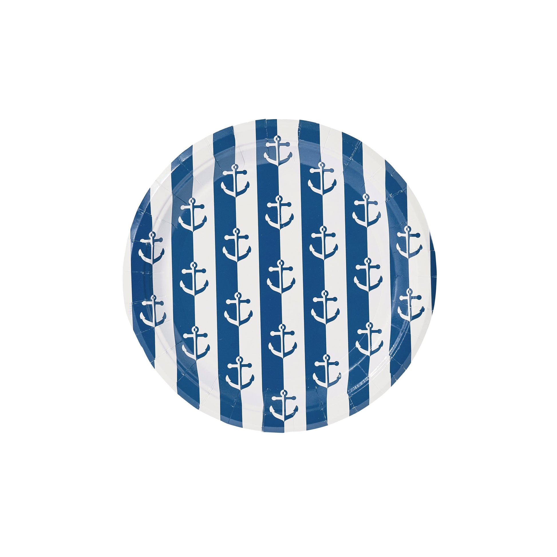 Navy Anchor Away Stripes Dessert Paper Plates - 8 Pack - Tampa Home & Garden Store