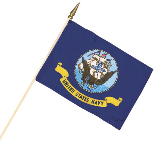 Navy Cemetery Flag – 12" x 18" with Wood Staff & Gold Spear | Made in USA - Tampa Home & Garden Store