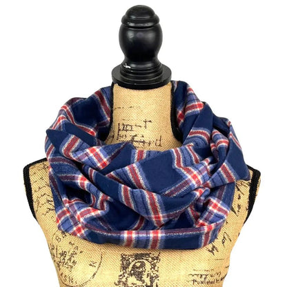 Navy, Dusty Blue, Persimmon and Cream Luxe Collection Plaid Infinity and Blanket Scarves - Tampa Home & Garden Store