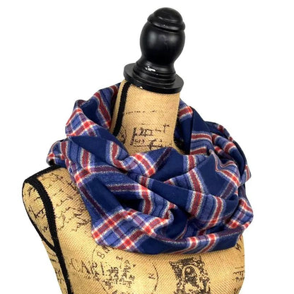 Navy, Dusty Blue, Persimmon and Cream Luxe Collection Plaid Infinity and Blanket Scarves - Tampa Home & Garden Store