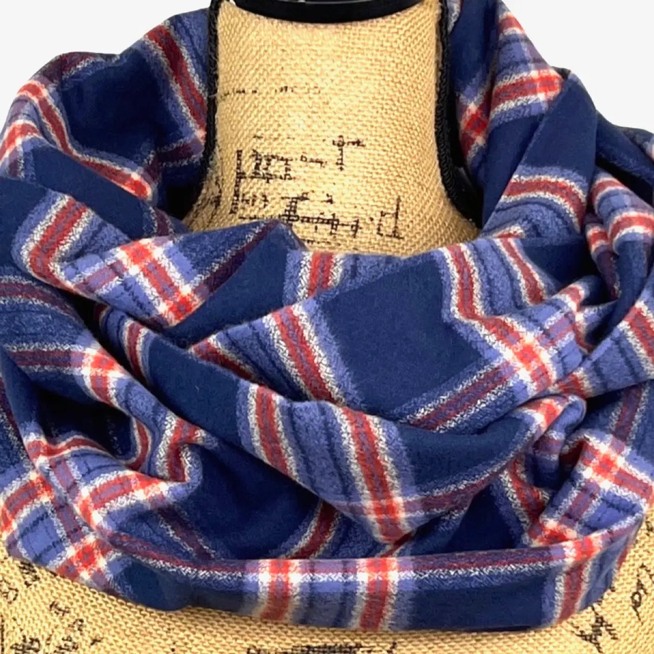 Navy, Dusty Blue, Persimmon and Cream Luxe Collection Plaid Infinity and Blanket Scarves - Tampa Home & Garden Store