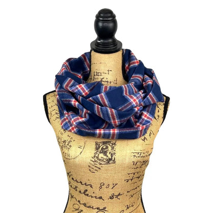 Navy, Dusty Blue, Persimmon and Cream Luxe Collection Plaid Infinity and Blanket Scarves - Tampa Home & Garden Store