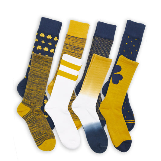 DeadSoxy Navy Gold Mixed Socks 8 Pack, team colorways in navy, gold with varied patterns on Tampa Home & Garden Store