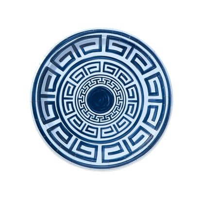 Navy and Sky Greek Key Pavilion Dinner Plates - 8 pack - Tampa Home & Garden Store