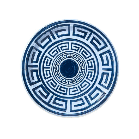 Navy and Sky Greek Key Pavilion Dinner Plates - 8 pack - Tampa Home & Garden Store