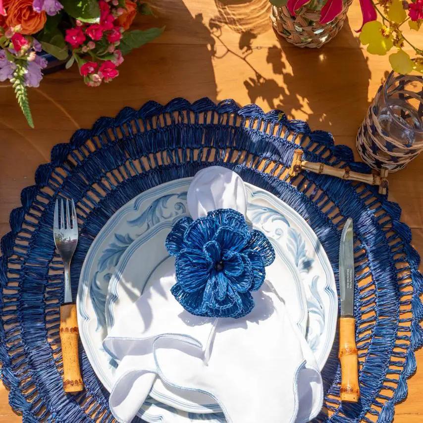 Buriti Straw Placemats blue woven handcrafted by Talah Home on Tampa Home & Garden Store