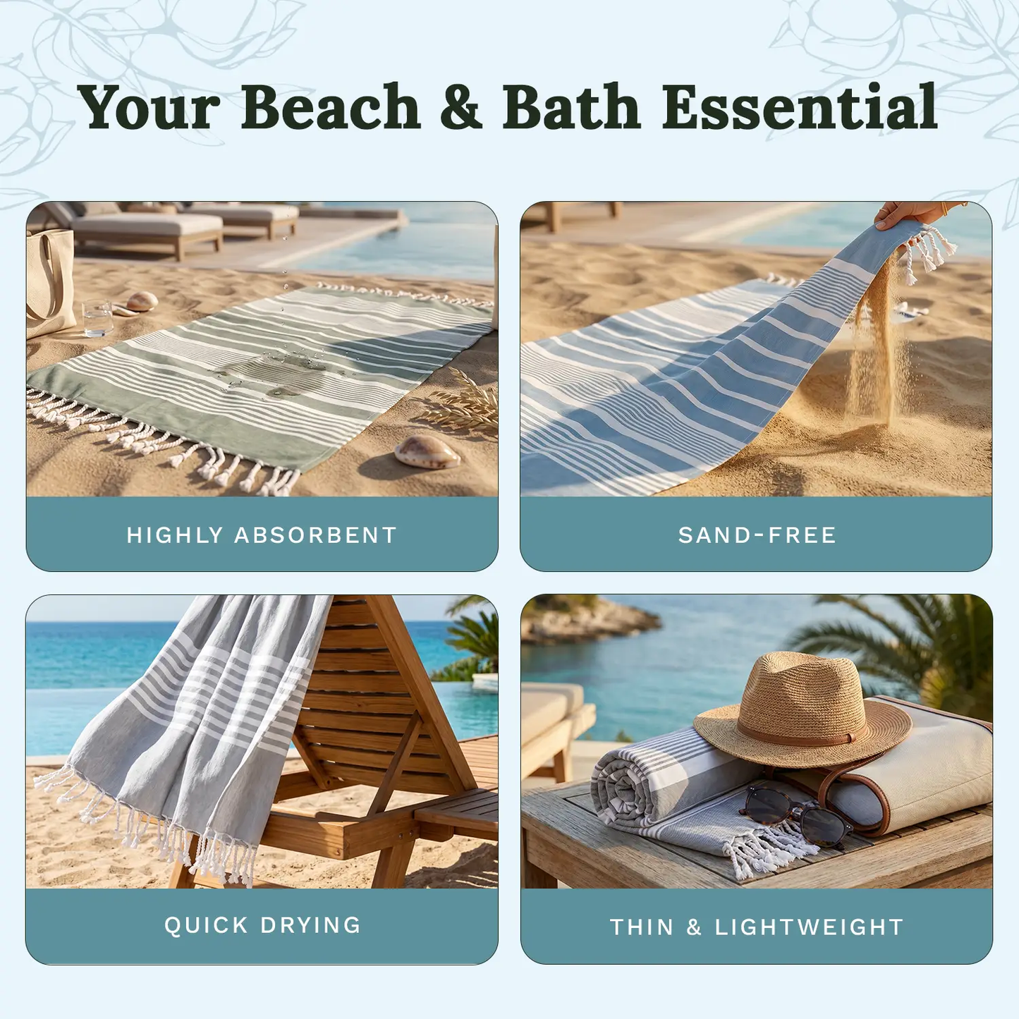 Turkish Quick Dry Beach Towels Organic Cotton