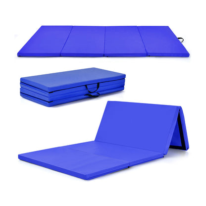 4-Panel Folding Gymnastics Mat navy with carrying handles for home gym DirectDeals on Tampa Home & Garden Store