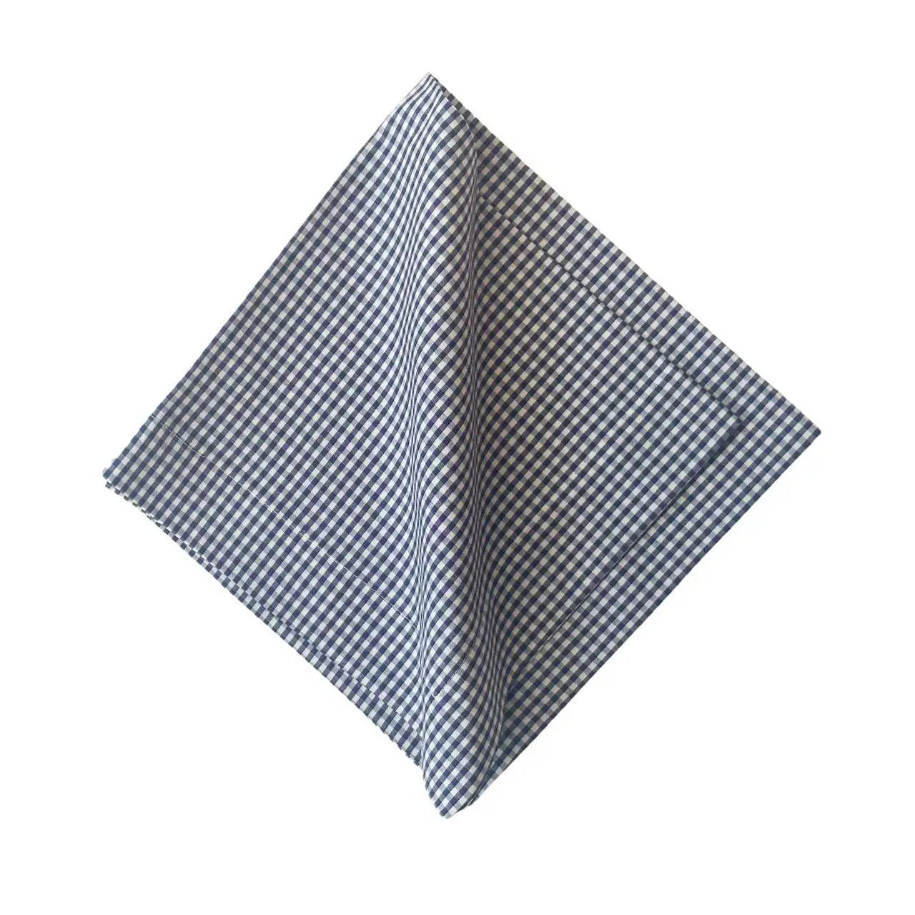 Talah Home gingham cotton napkin, blue and white check, casual dining on Tampa Home & Garden Store