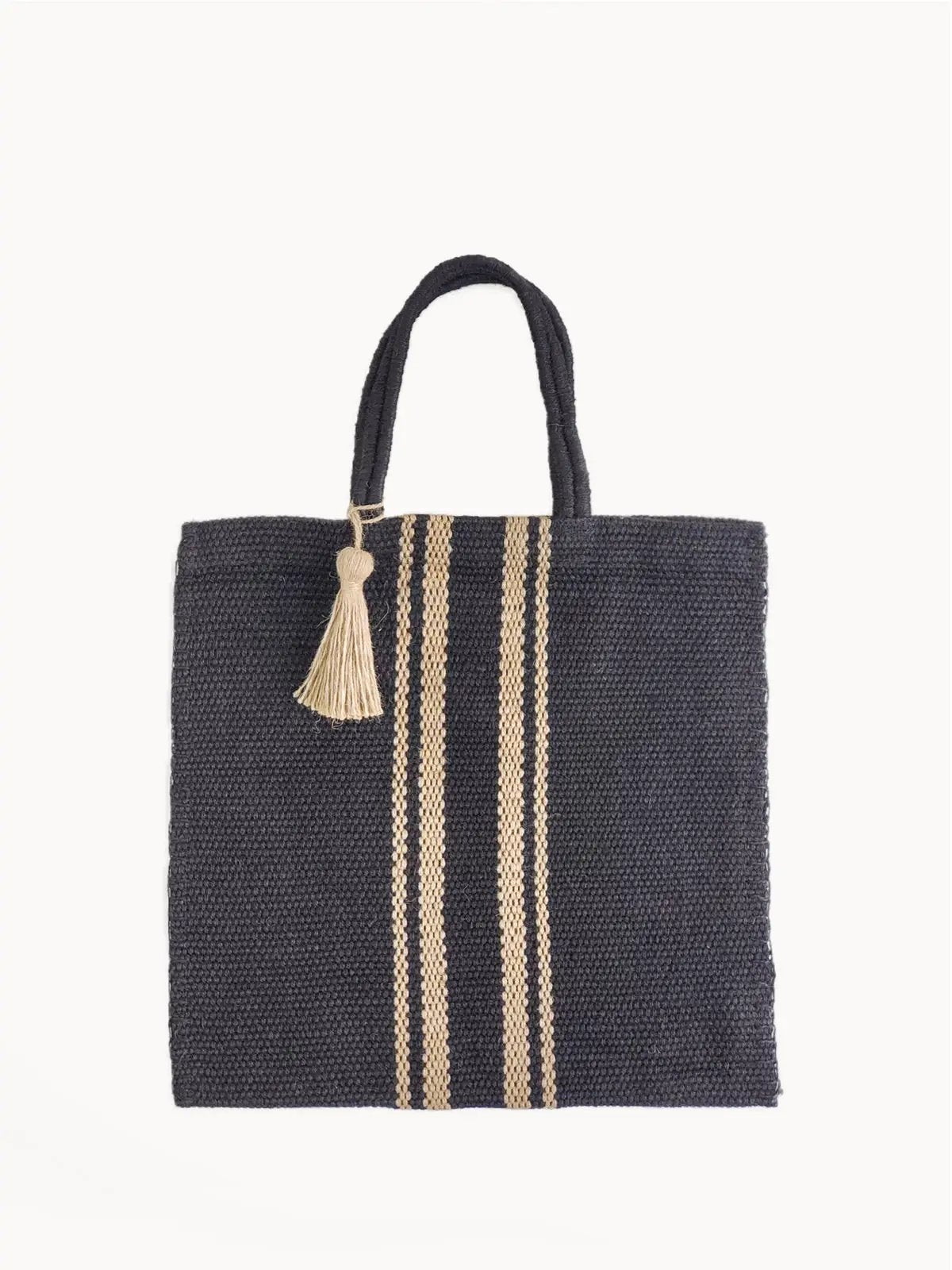 Naya Jute Tote Bag - Black - Tampa Home & Garden Store