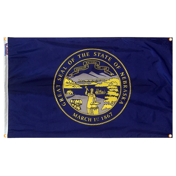 Nebraska Flag with Grommets Along the Edges for Wall Hanging - Tampa Home & Garden Store
