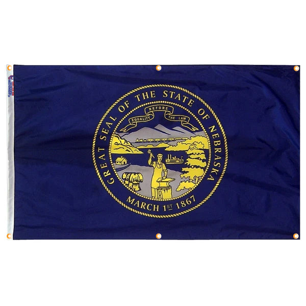 Nebraska Flag with Grommets Along the Edges for Wall Hanging - Tampa Home & Garden Store