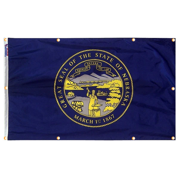 Nebraska Flag with Grommets Along the Edges for Wall Hanging - Tampa Home & Garden Store