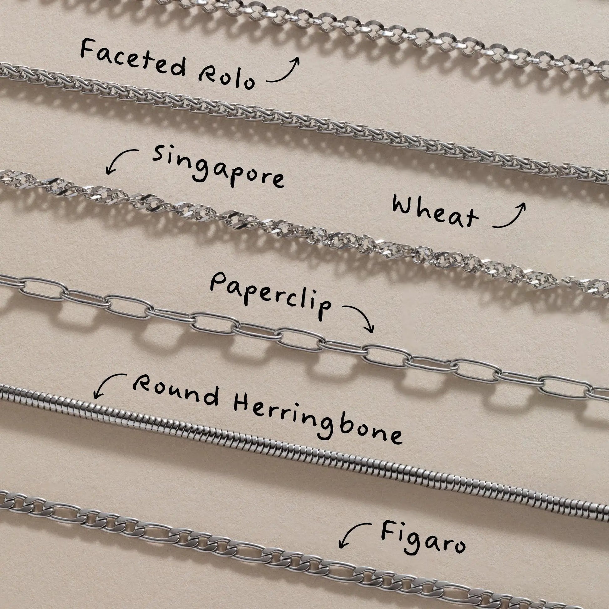 Paperclip Charm & Layering Necklace by Alex and Ani with multiple silver chain styles on Tampa Home & Garden Store
