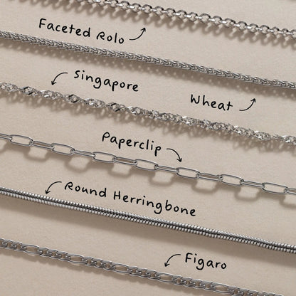 Paperclip Charm & Layering Necklace by Alex and Ani with multiple silver chain styles on Tampa Home & Garden Store