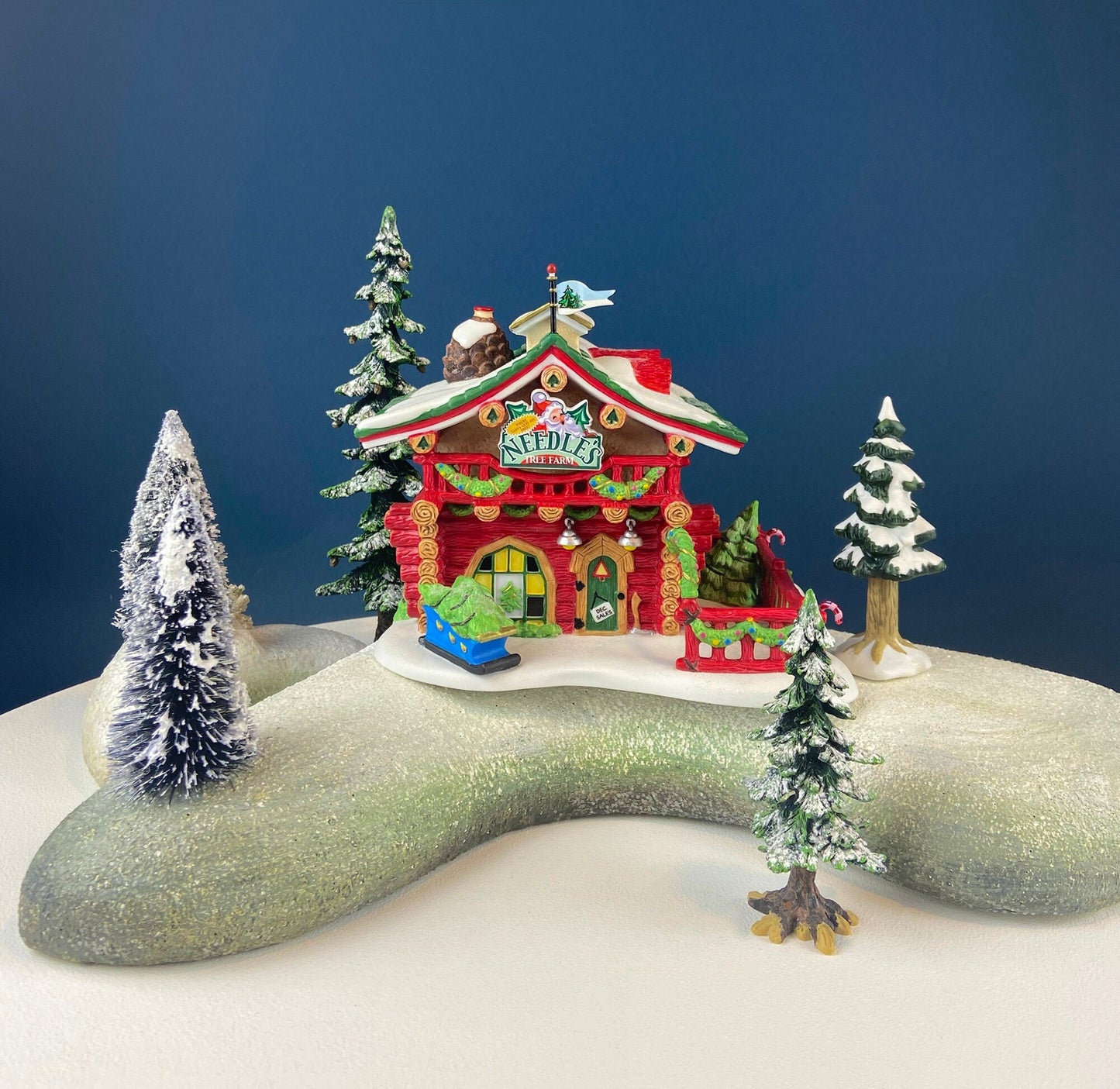 Needle's Tree Farm. Illuminated Porcelain Christmas Village House by Dept. 56. North Pole Series. Magically Detailed Holiday Decor. - Tampa Home & Garden Store