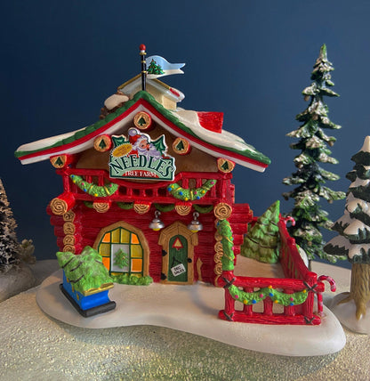 Needle's Tree Farm. Illuminated Porcelain Christmas Village House by Dept. 56. North Pole Series. Magically Detailed Holiday Decor. - Tampa Home & Garden Store