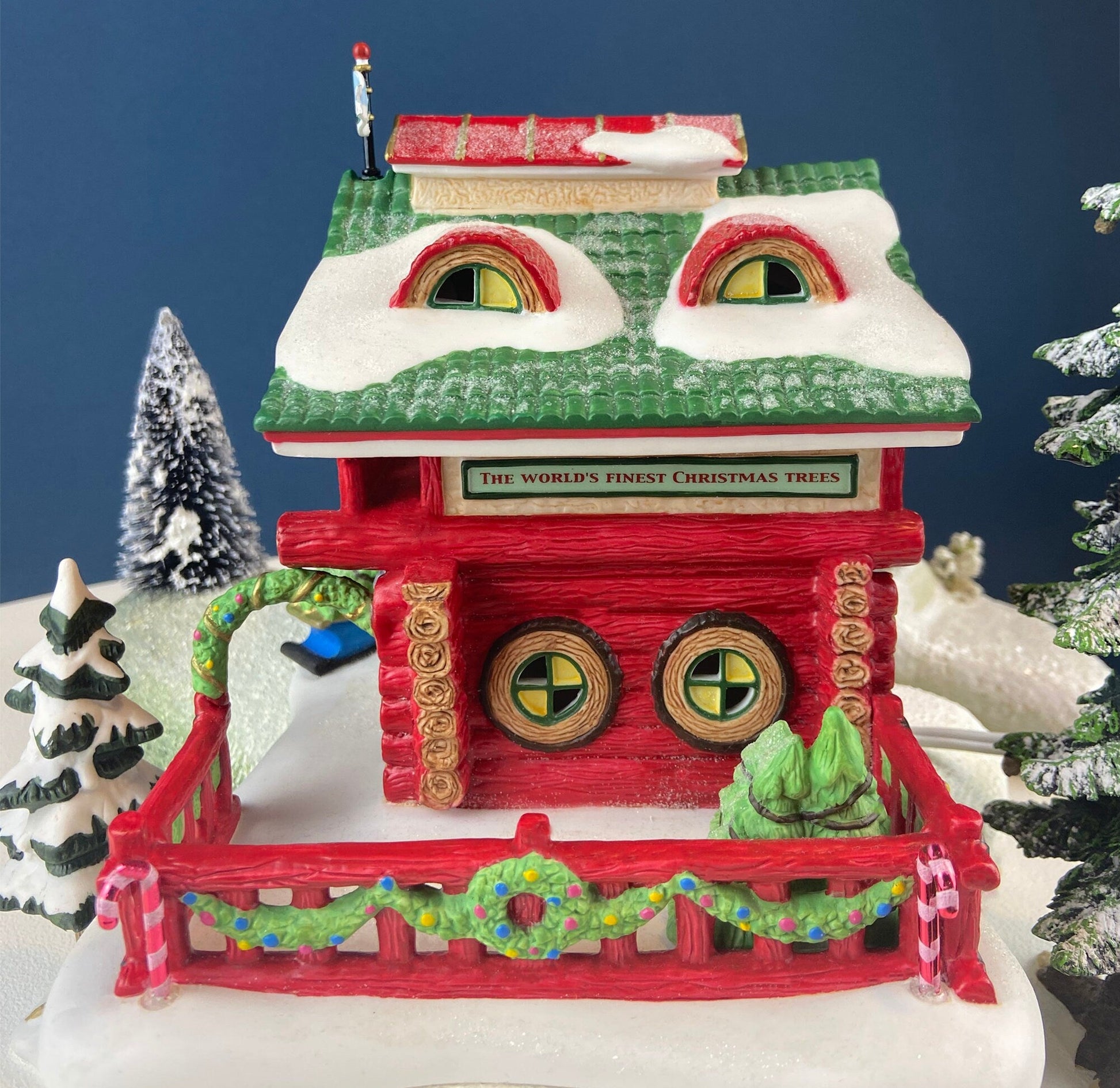 Needle's Tree Farm. Illuminated Porcelain Christmas Village House by Dept. 56. North Pole Series. Magically Detailed Holiday Decor. - Tampa Home & Garden Store