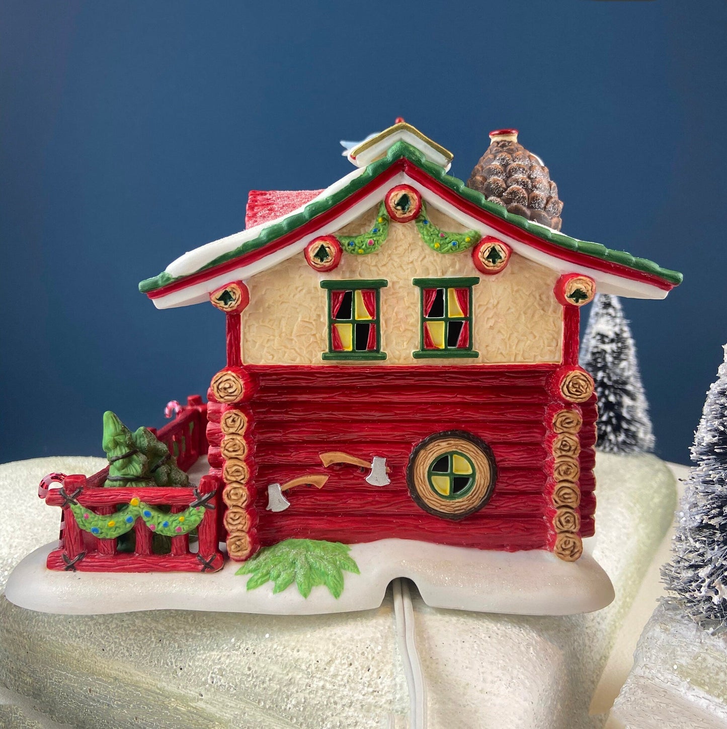 Needle's Tree Farm. Illuminated Porcelain Christmas Village House by Dept. 56. North Pole Series. Magically Detailed Holiday Decor. - Tampa Home & Garden Store