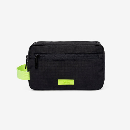 Kei Lithe washbag Black Lime Vandra, Lefrik USA cosmetic & toiletry bag with neon lime strap on Tampa Home & Garden Store