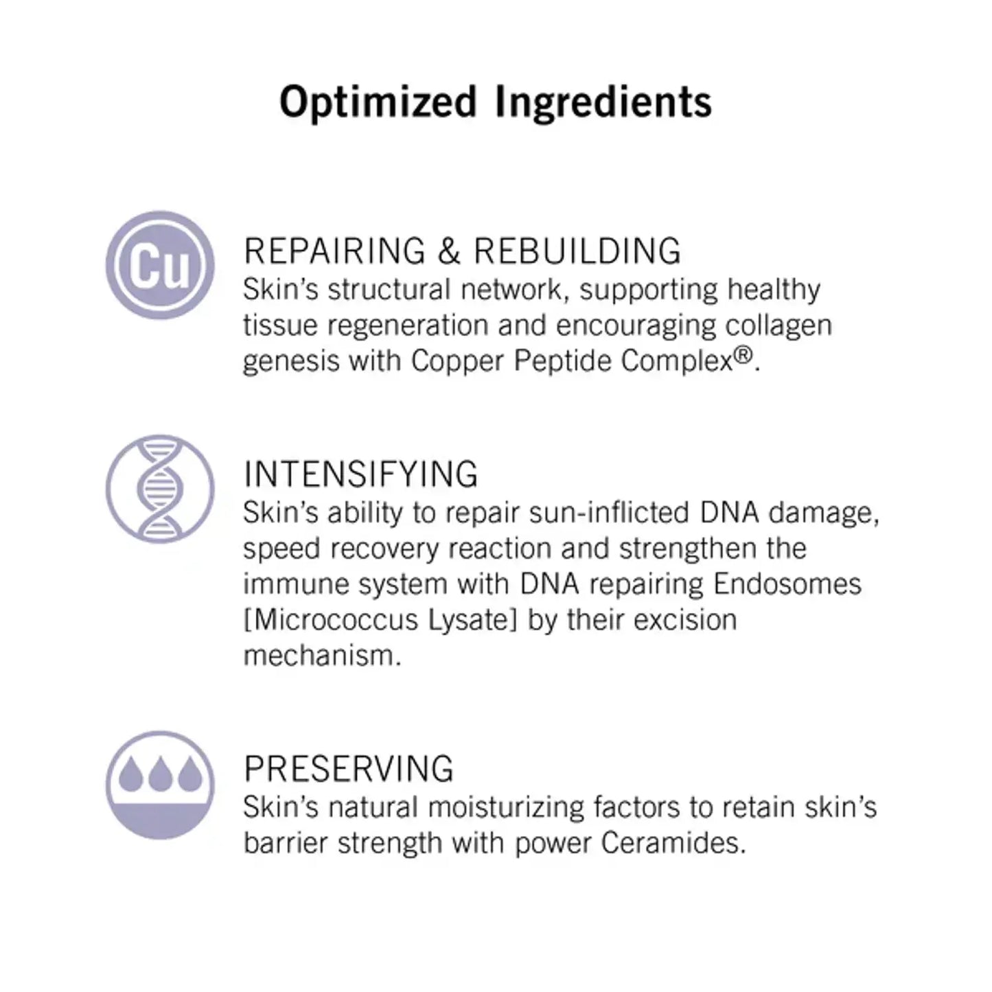 Neova Night Therapy 1.7 Oz skincare infographic with Cu icon, DNA symbol on Tampa Home & Garden Store