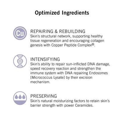 Neova Night Therapy 1.7 Oz skincare infographic with Cu icon, DNA symbol on Tampa Home & Garden Store