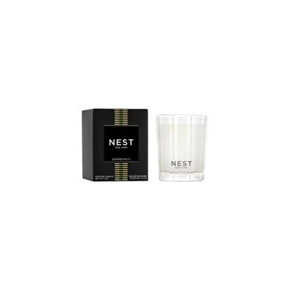 Nest New York Grapefruit Candle by Nava Beauty in black packaging with clear ribbed glass jar on Tampa Home & Garden Store
