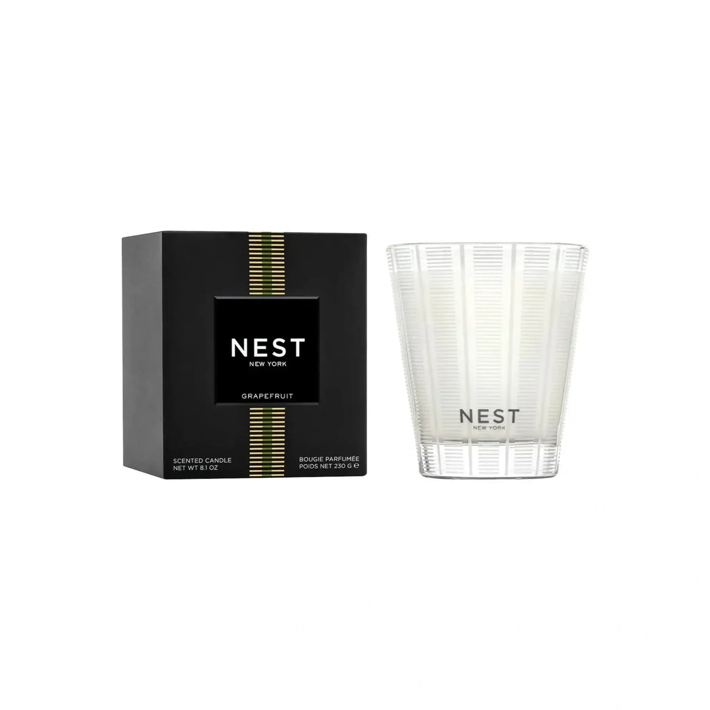 Nest New York Grapefruit candle with black packaging and ribbed glass jar, 2 items on Tampa Home & Garden Store