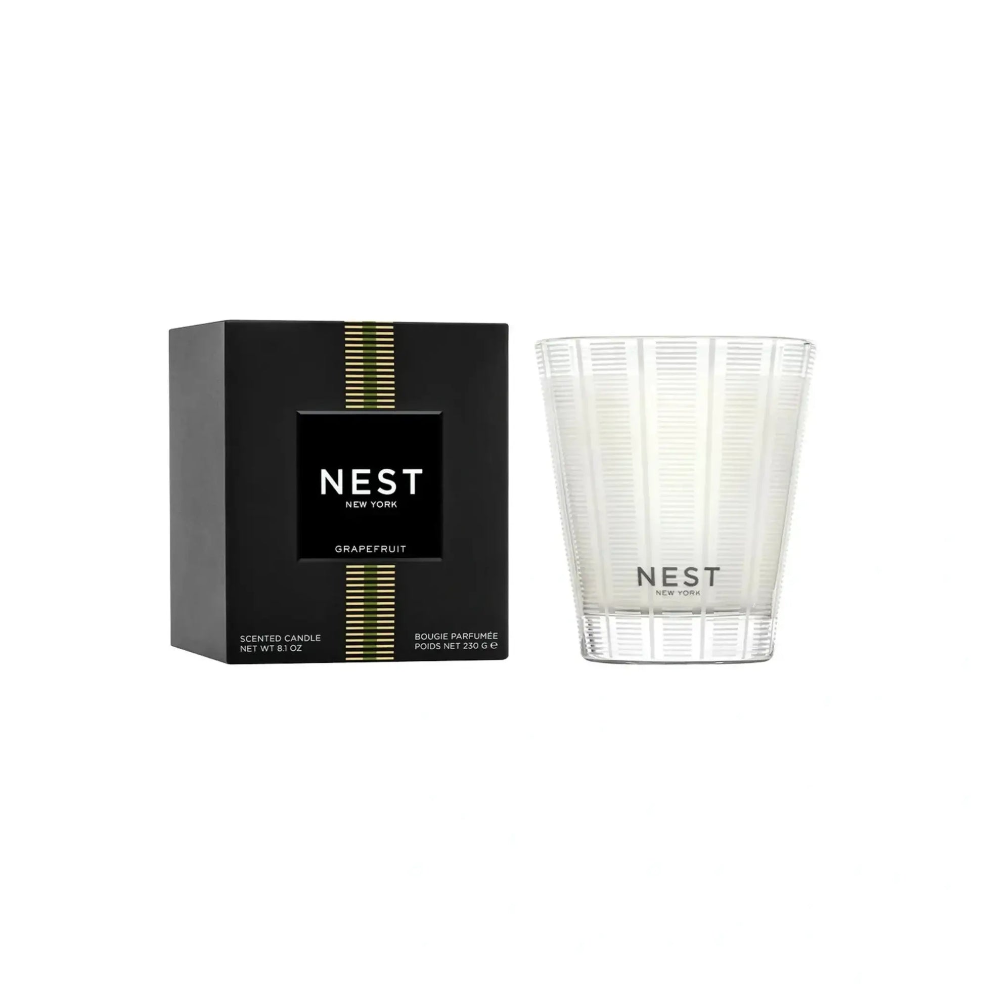 Nest New York Grapefruit candle with black packaging and ribbed glass jar, 2 items on Tampa Home & Garden Store