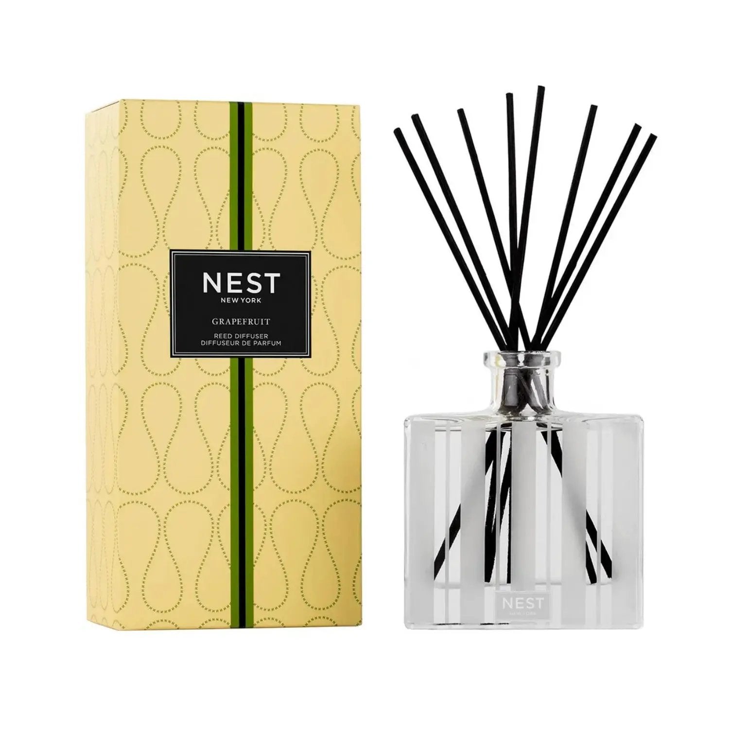 Nest New York Grapefruit Reed Diffuser 5.9 oz boxed set with clear bottle and black reeds on Tampa Home & Garden Store