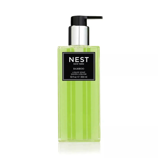 Nest New York Bamboo Liquid Soap lime green bottle with black label and pump, 10 oz hand soap on Tampa Home & Garden Store