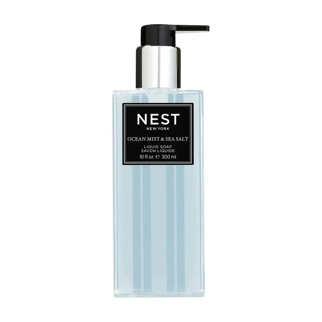 Nest New York Ocean Mist & Sea Salt Liquid Hand Soap bottle with pump, light blue bottle on Tampa Home & Garden Store