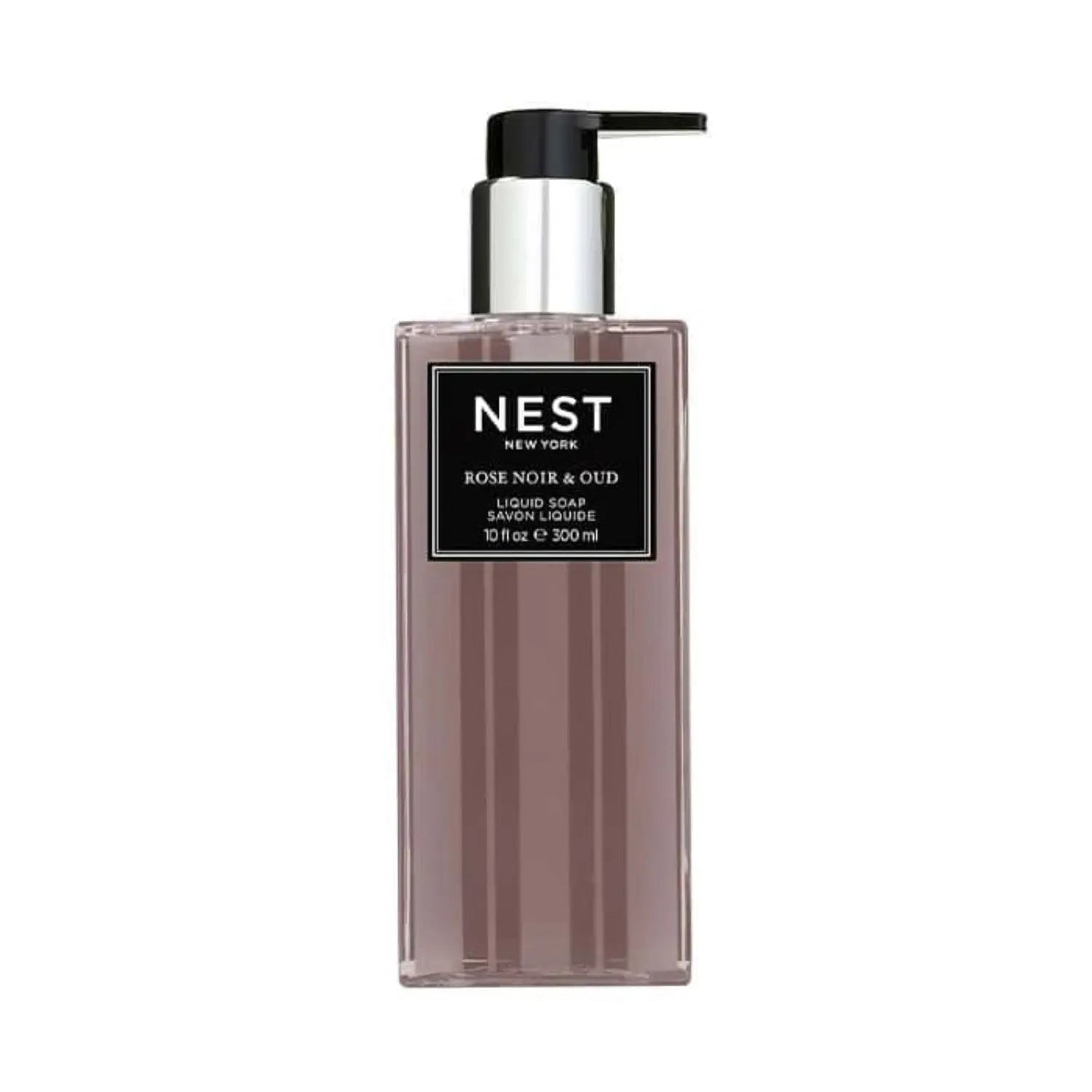 Nest New York Rose Noir & Oud liquid hand soap, pink in bottle with black pump 10 oz on Tampa Home & Garden Store