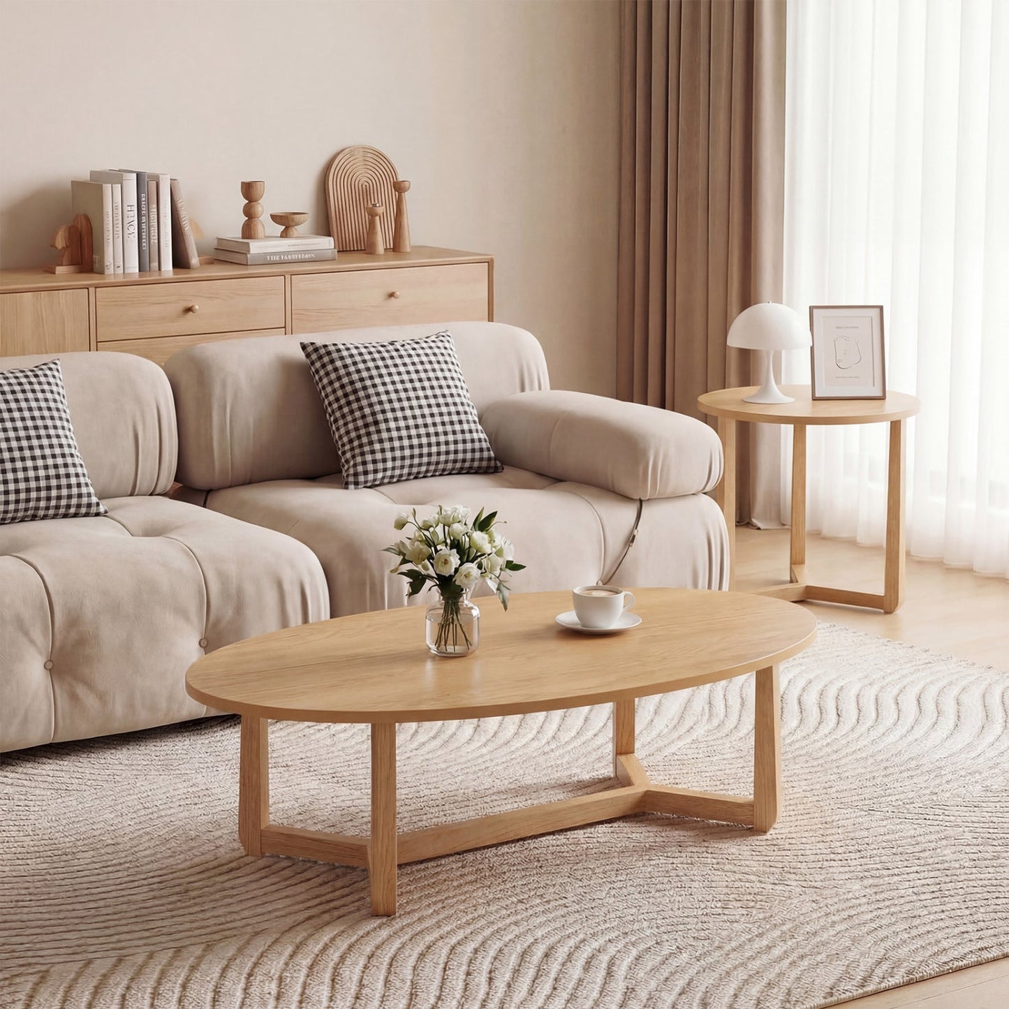 Nesting coffee table set of 2 with wood veneer tops and solid rubber wood legs DirectDeals on Tampa Home & Garden Store