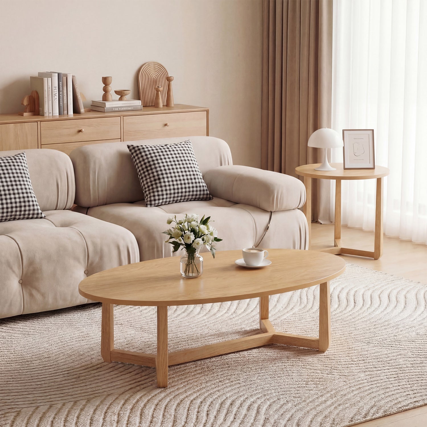 Nesting coffee table set of 2 with wood veneer tops and solid rubber wood legs DirectDeals on Tampa Home & Garden Store