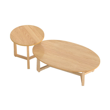 Nesting coffee tables set of 2 with wood veneer tops and rubber wood legs in oak on Tampa Home & Garden Store