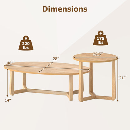 Nesting coffee table set of 2 with wood veneer tops and rubber wood legs DirectDeals on Tampa Home & Garden Store