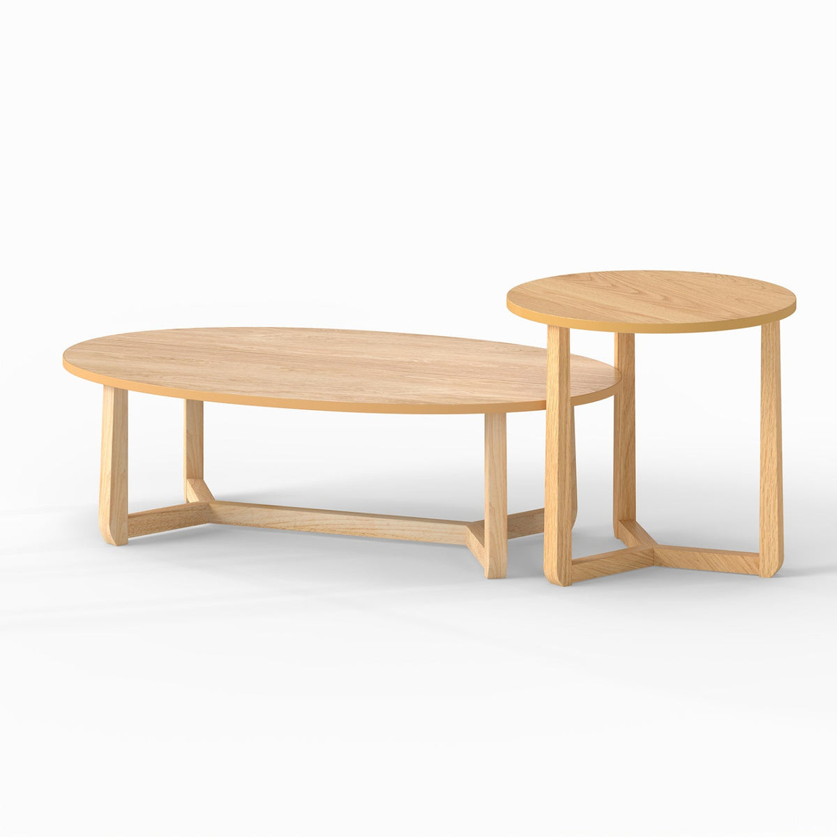 DirectDeals nesting coffee tables set of 2 with wood veneer tops and rubber wood legs on Tampa Home & Garden Store