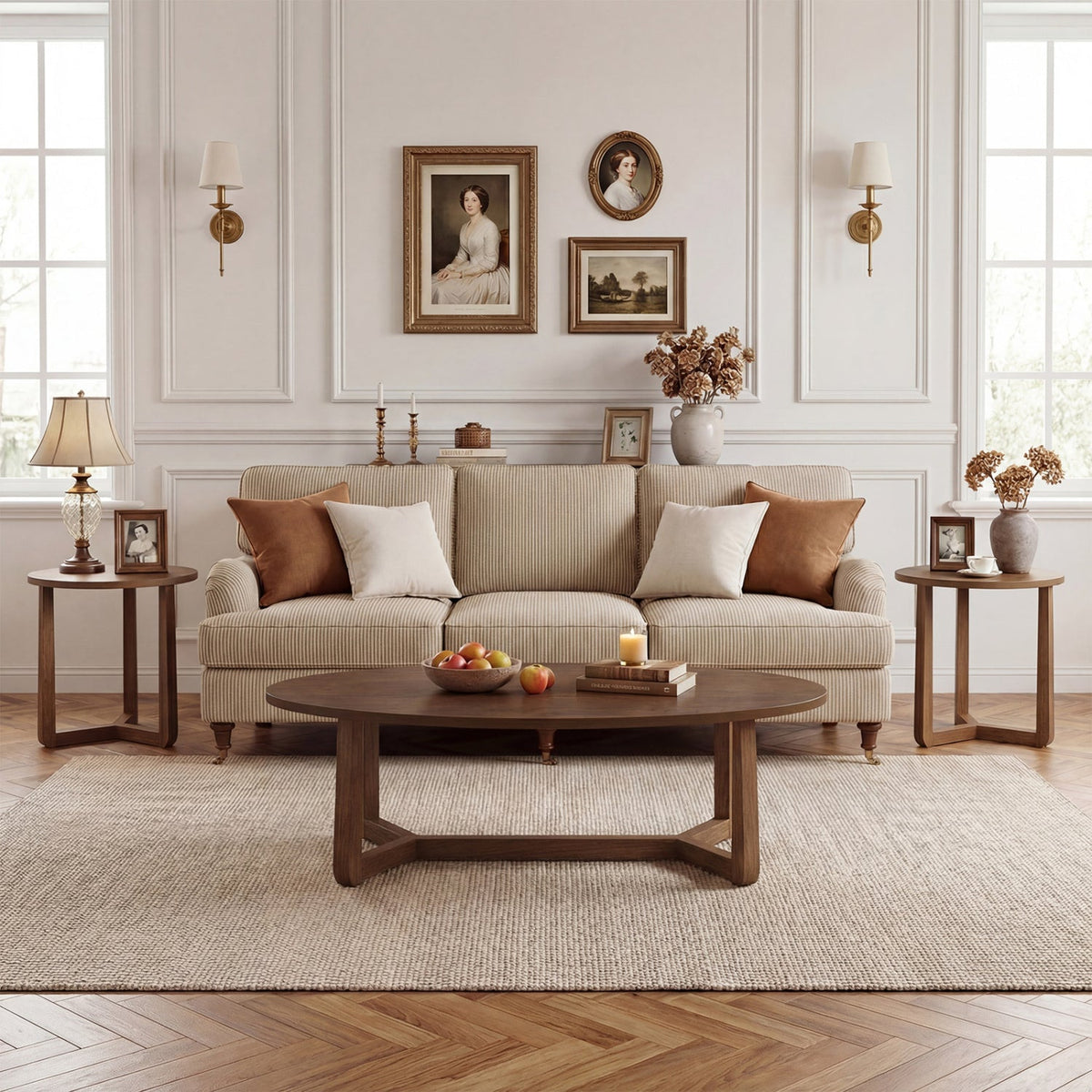 DirectDeals nesting coffee tables set of 3 with wood veneer tops and rubber wood legs in walnut on Tampa Home & Garden Store