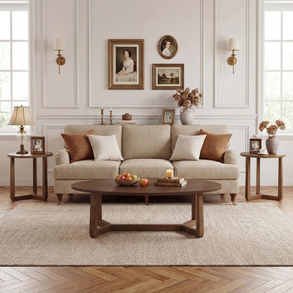 DirectDeals nesting coffee tables set of 3 with wood veneer tops and rubber wood legs in walnut on Tampa Home & Garden Store
