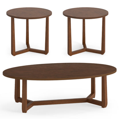 Nesting coffee table set of 3 with wood veneer tops and solid rubber wood legs DirectDeals on Tampa Home & Garden Store