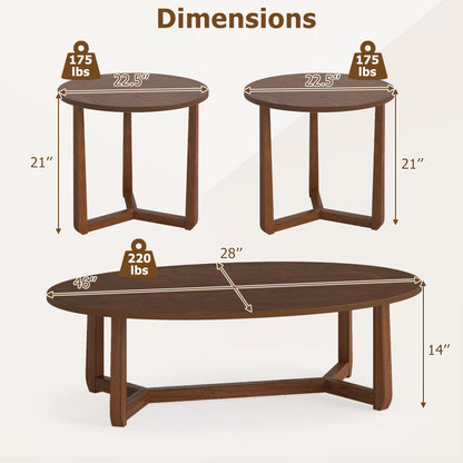 Nesting coffee tables set of 3 with wood veneer tops and rubber wood legs DirectDeals on Tampa Home & Garden Store