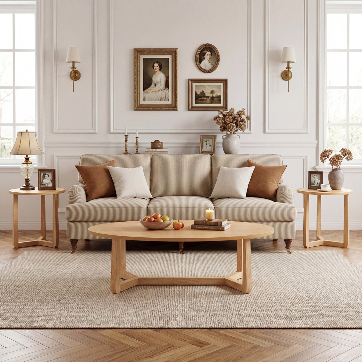 Nesting coffee table set of 3 with wood veneer tops and rubber wood legs DirectDeals on Tampa Home & Garden Store