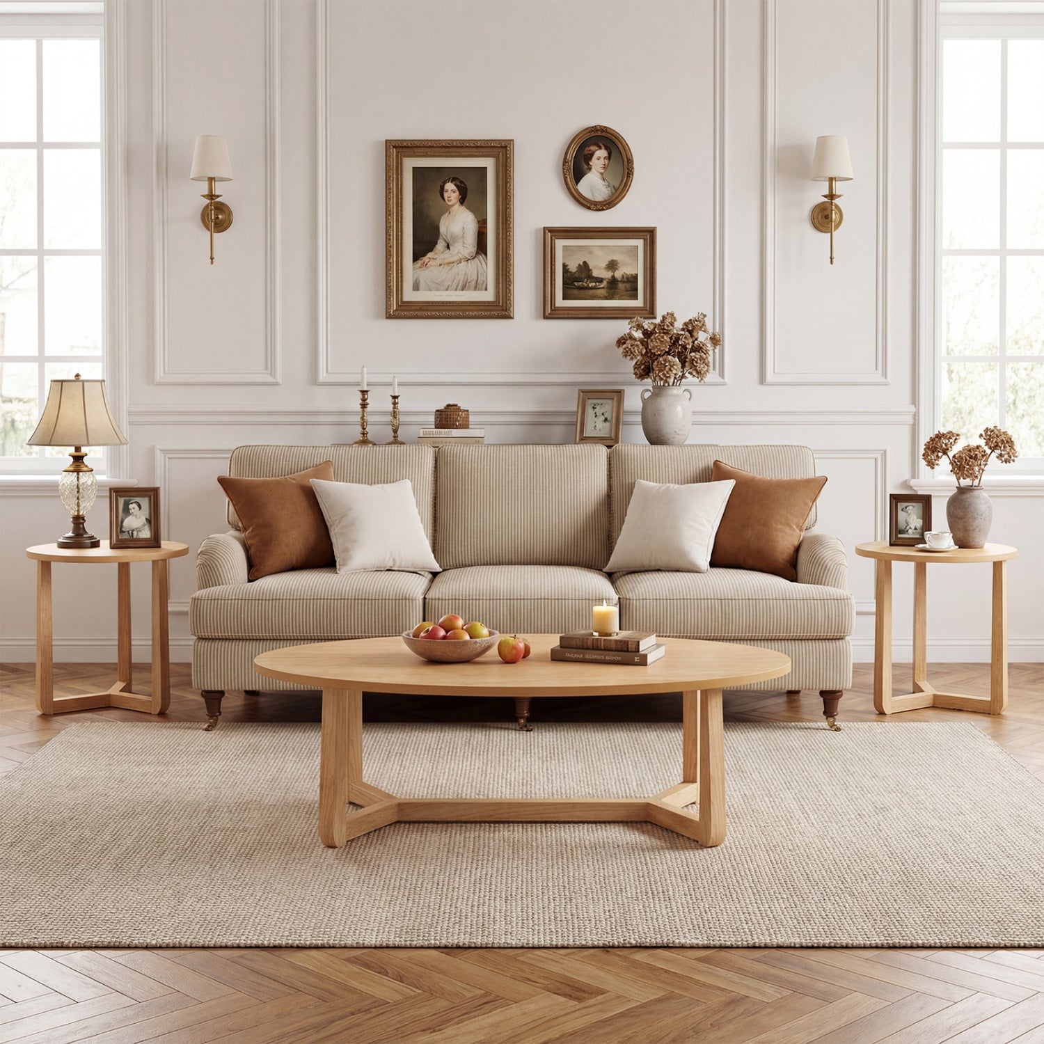 Nesting coffee table set of 3 with wood veneer tops and rubber wood legs DirectDeals on Tampa Home & Garden Store